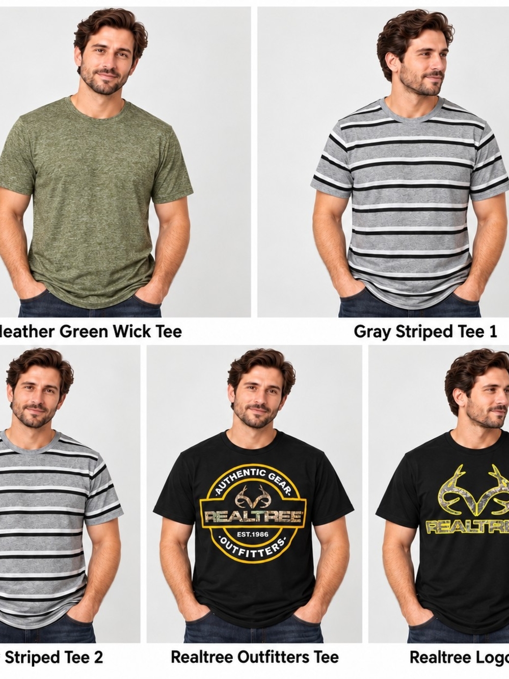 Men’s XL 5-Piece Mixed Brand T-Shirt Bundle Realtree & Performance
